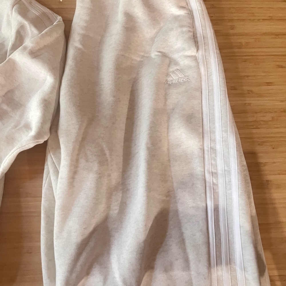 Adidas White Track Pants with Stripes. New but without price tag.